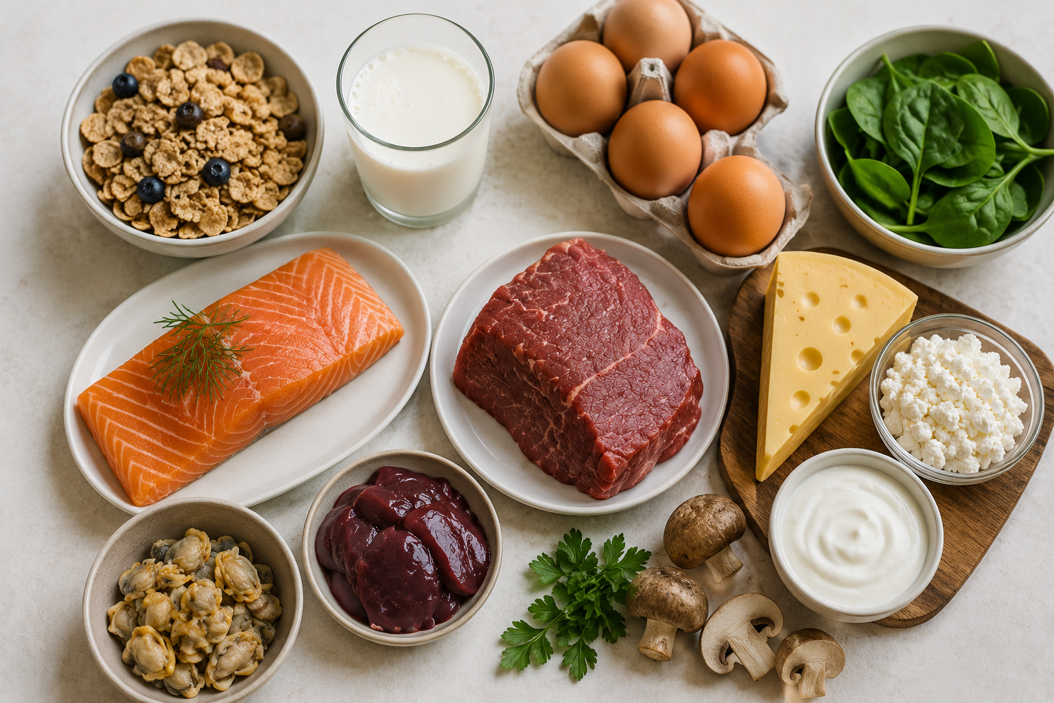 Vitamin B12 food sources linked to nerve health and B12-deficiency neuropathy.
