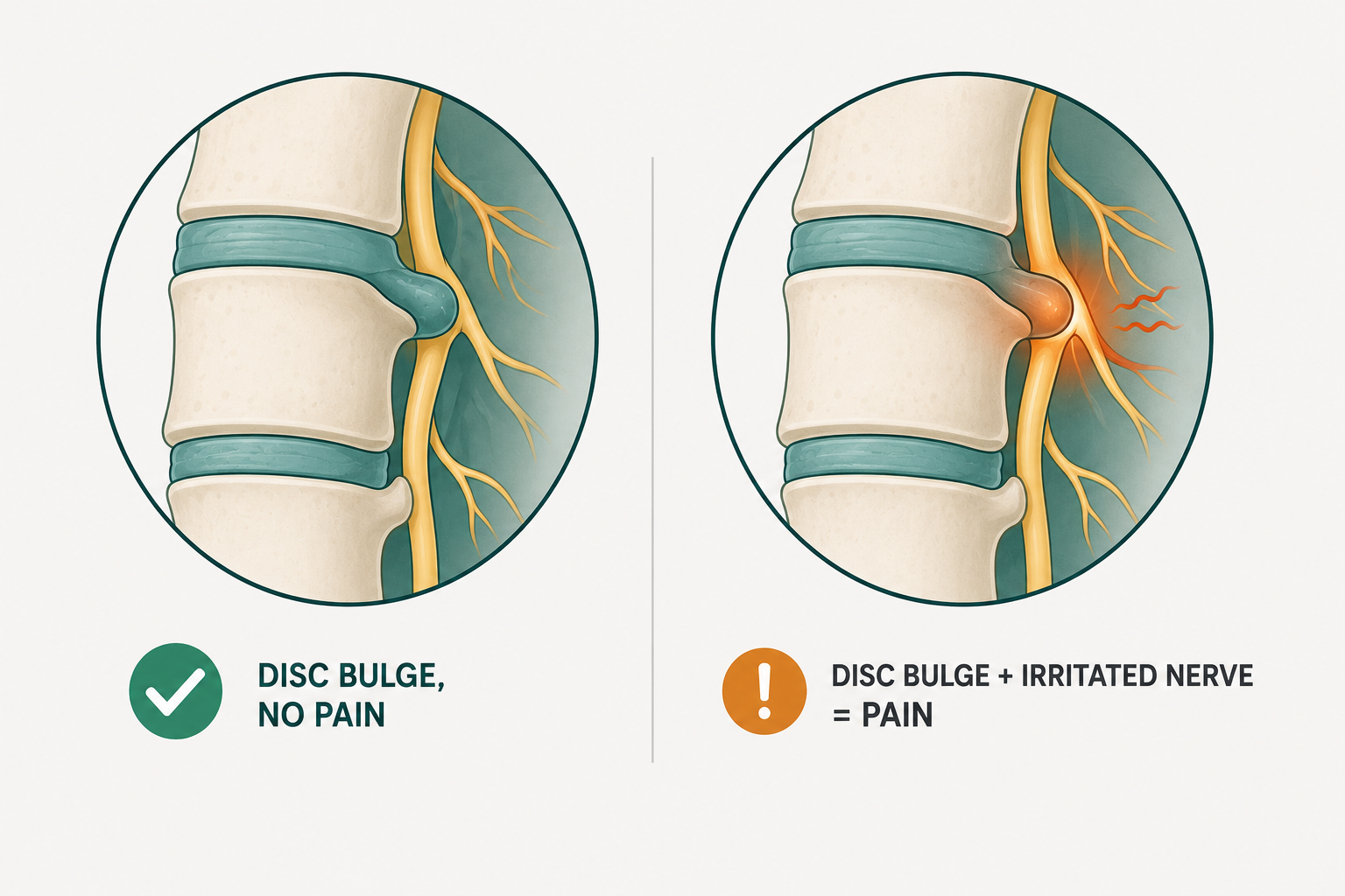 Why the same disc bulge causes pain in one person and not another in sciatica.